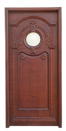 Designer Wooden Carved Door with Glass Fitting